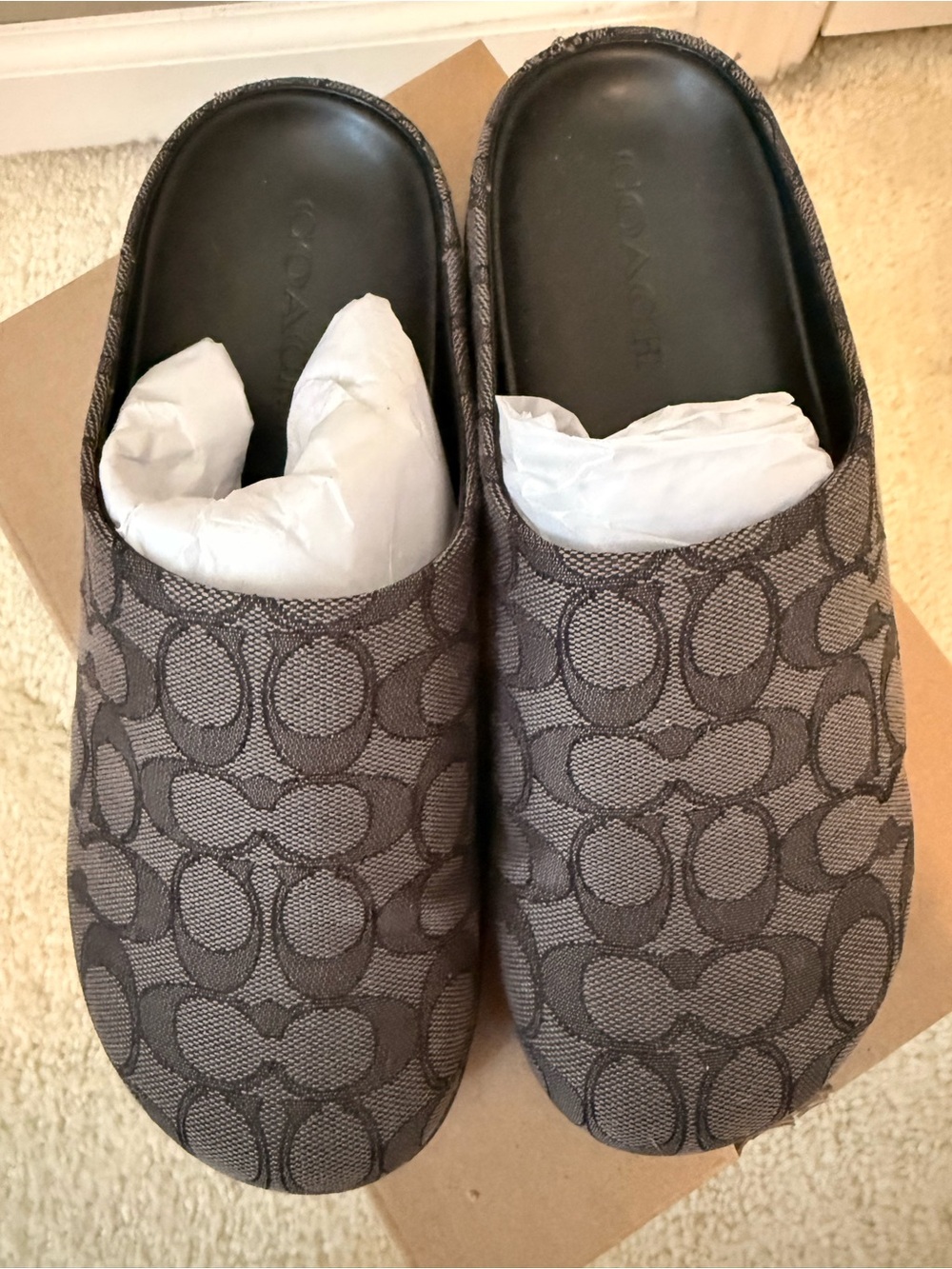 Coach Link Signature Mule Black Charcoal Platform Clogs Shoes Size 8 - Picture 2 of 7